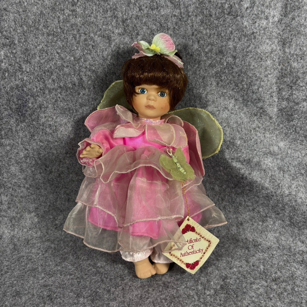 Collector's Choice 9" Porcelain Fairy Doll Pink Organza Dress Wings COA Tag